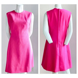 Vintage Barbie Candy Pink Sleeveless  Short Wool Blend Dress M